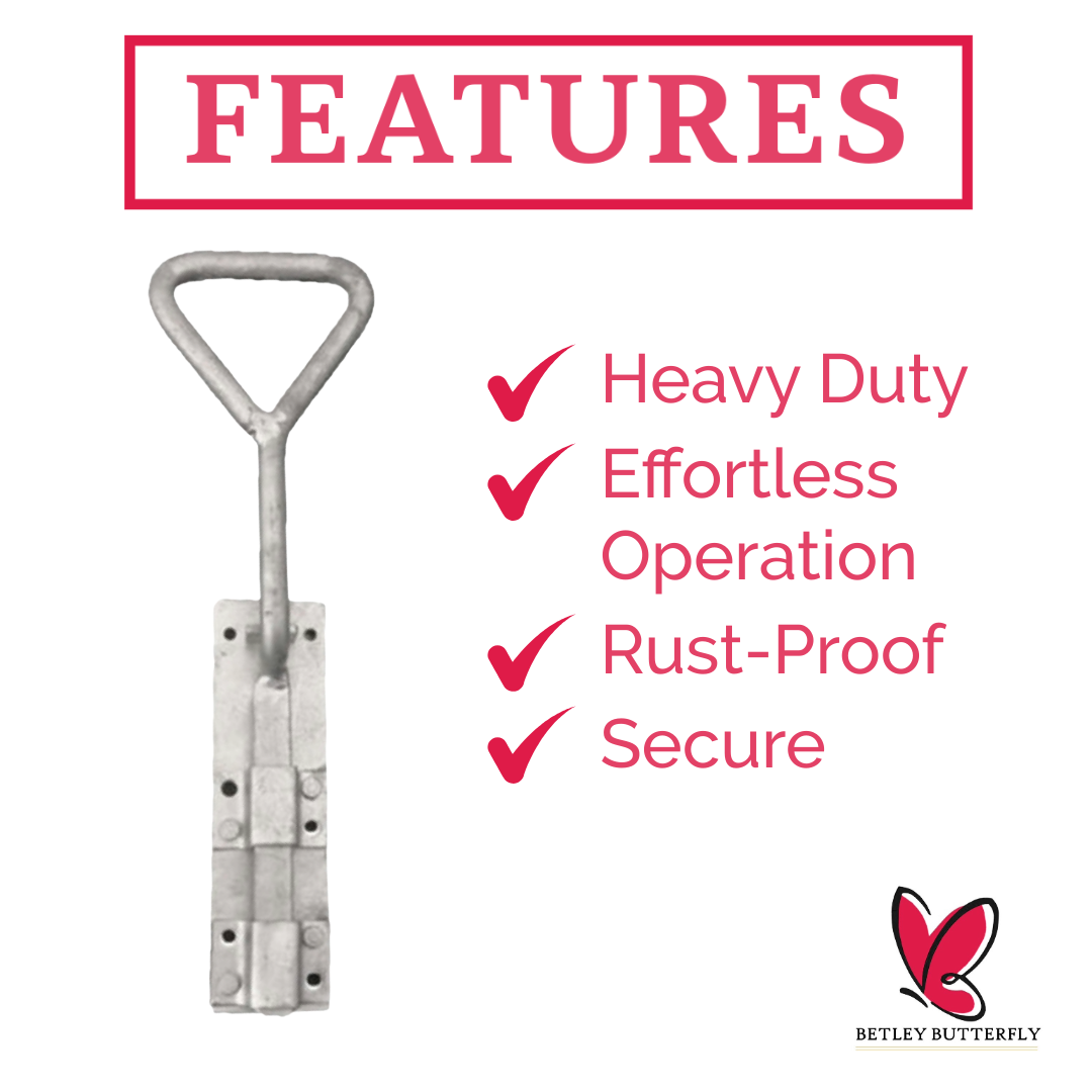 Poignée en arceau à pêne escamotable 12" - 24" pour portail de garage, robuste, galvanisé noir