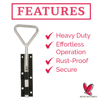 Marketplace JPG companion for Bow Handle Drop Down Bolt 12" 18" 24" Gate Garage Heavy Duty Black Galvanised - 300mm