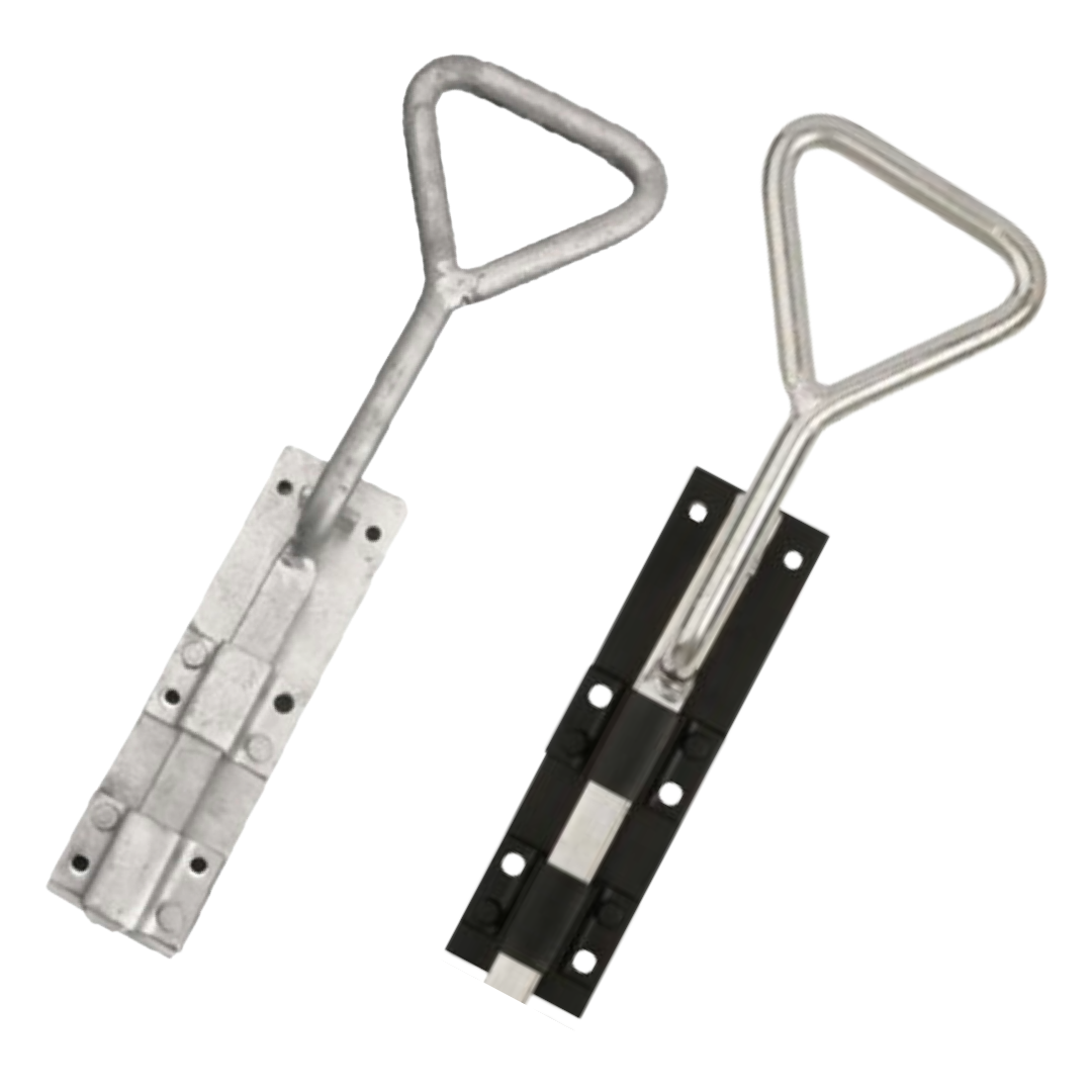 Poignée en arceau à pêne escamotable 12" - 24" pour portail de garage, robuste, galvanisé noir