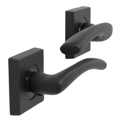Zena Door Handle Matt Black Lever on Square Rose Internal Handles 64mm Latch