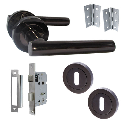 Marketplace JPG companion for Door Handles T Bar Straight Lever on Rose Escutcheon & Lock & Hinges - Black Nickel