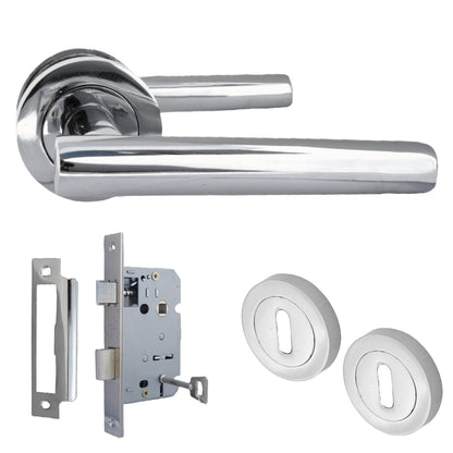 Marketplace JPG companion for Door Handles T Bar Straight Lever on Rose Escutcheon & Lock - Chrome