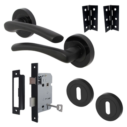 Zena Door Handle Modern Design Matt Black Lever on Nickel Rose Internal Latch Handles
