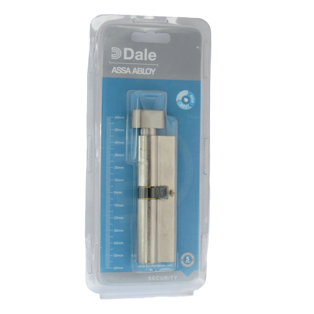 Serrure à cylindre européen Dale nickelée 45T/55 (100 mm)