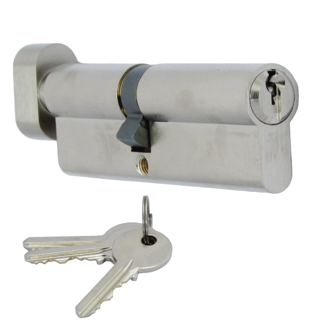 Serrure à cylindre européen Dale nickelée 45T/55 (100 mm)