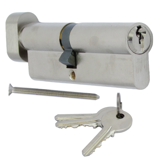 Serrure à cylindre européen Dale nickelée 45T/55 (100 mm)