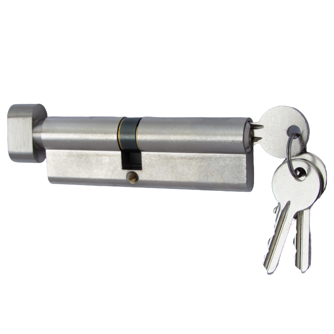Serrure à cylindre européen Dale nickelée 45T/55 (100 mm)