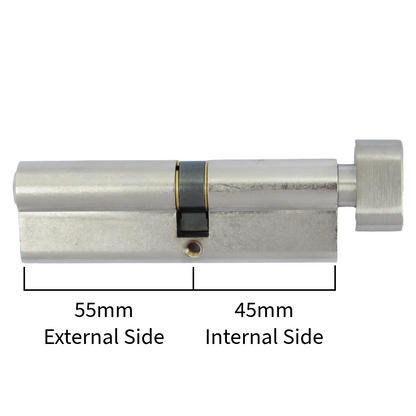 Serrure à cylindre européen Dale nickelée 45T/55 (100 mm)