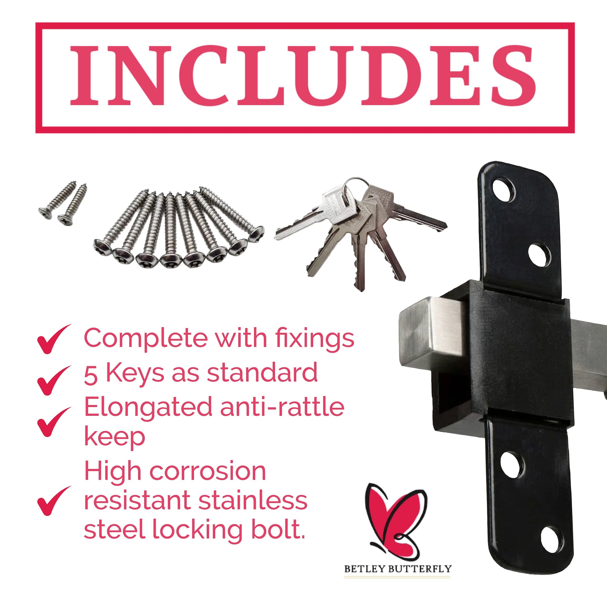 Marketplace JPG companion for Premium Long Throw Euro Profile Gate Lock, Black 316 Stainless Steel for Sheds, Gates & Garage Doors, Double Locking, Keyed Both Sides