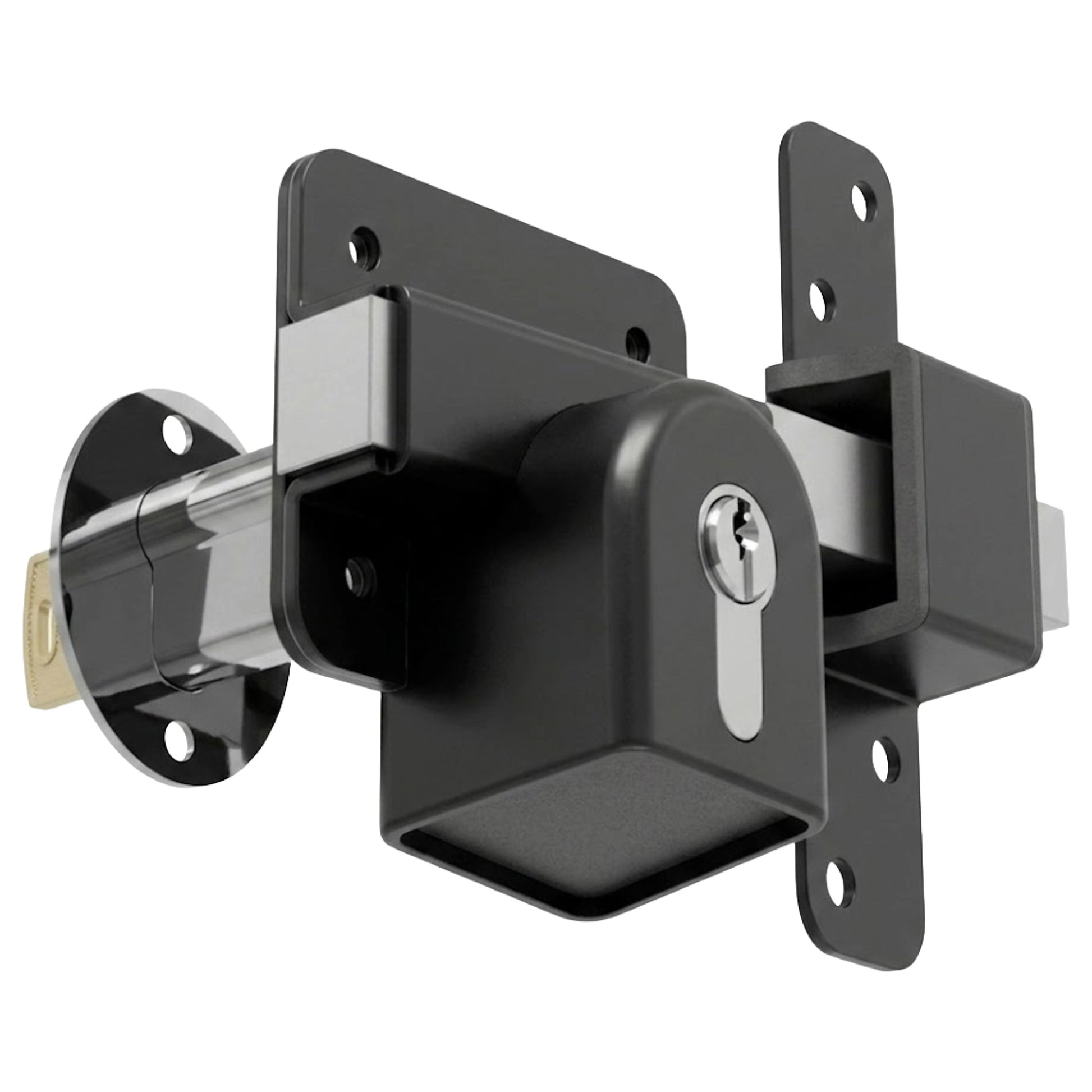 Marketplace JPG companion for Premium Long Throw Euro Profile Gate Lock, Black 316 Stainless Steel for Sheds, Gates & Garage Doors, Double Locking, Keyed Both Sides