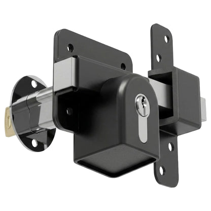 Marketplace JPG companion for Premium Long Throw Euro Profile Gate Lock, Black 316 Stainless Steel for Sheds, Gates & Garage Doors, Double Locking, Keyed Both Sides