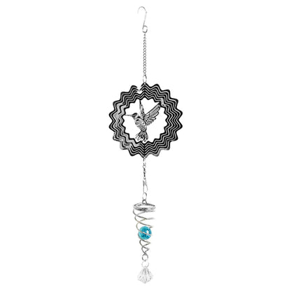 Stainless Steel Hanging Spiral Spinner, Hummingbird Garden Wind Spinner, 80cm X 15cm