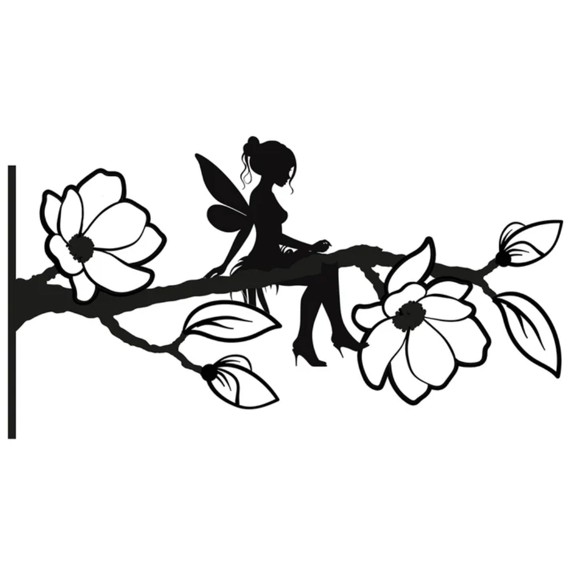 Marketplace JPG companion for Fairy Magic Branch Metal Black Silhouette, Tree or Fence Mountable Decoration - 14cm x 25cm x 1.5cm