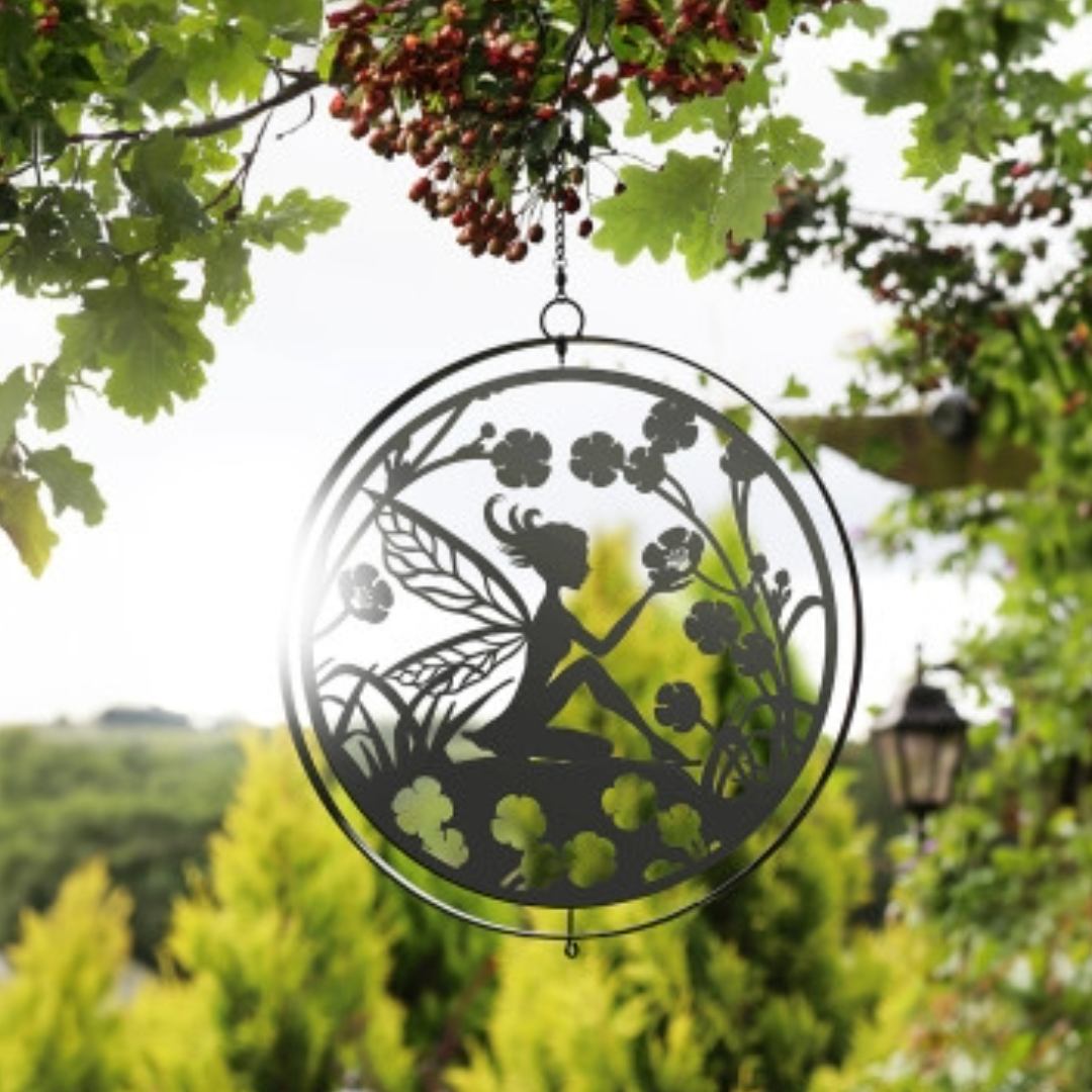 Fairy Silhouette Hanging Orbit Spinner - Black Bronze