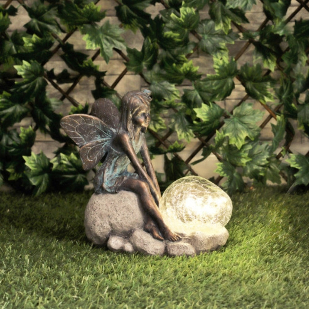 Marketplace JPG companion for Resin Fairy with Solar Light Flower or Bubble - Magical Sculpture for Indoors Outdoor Garden Decoration Light Up - 35.5cm