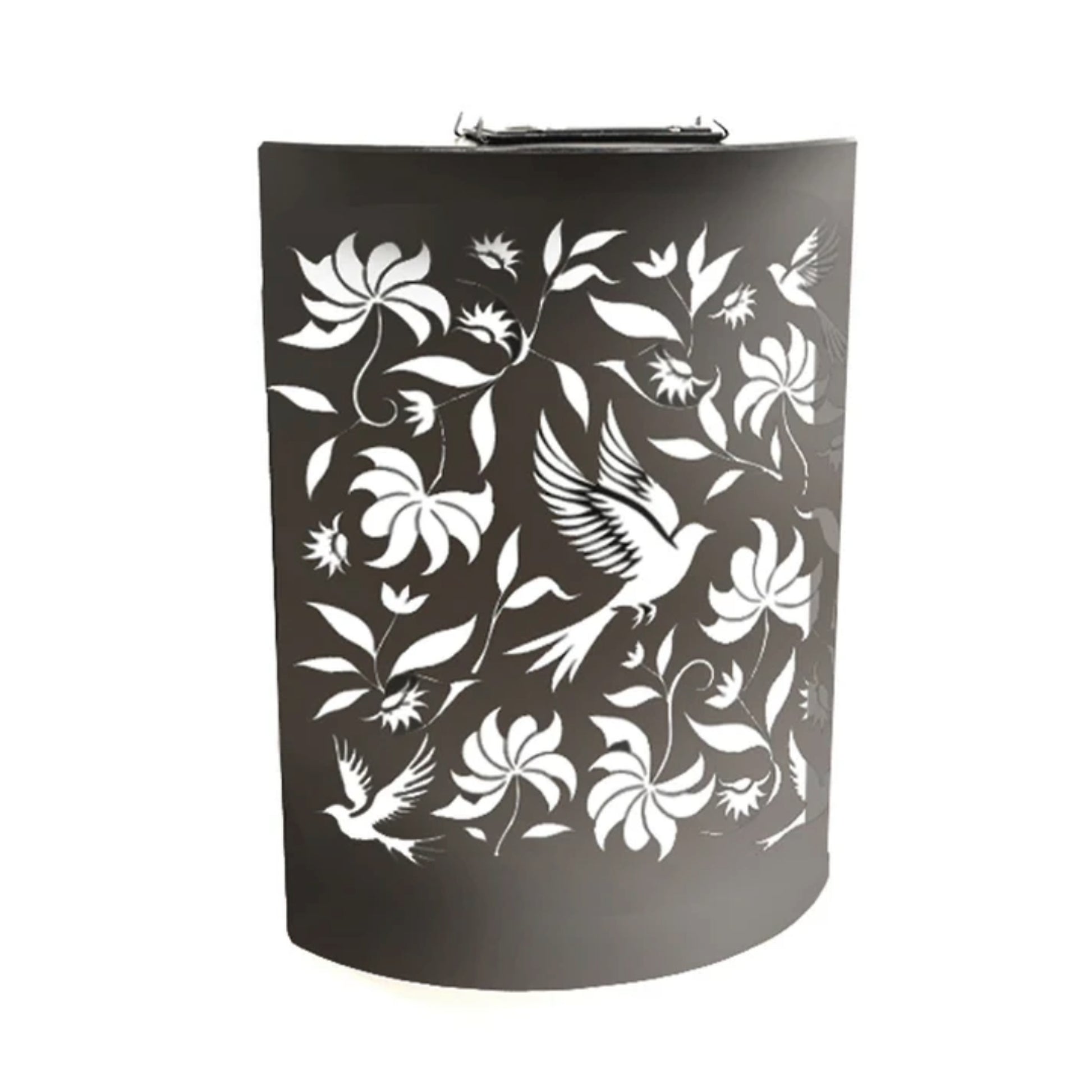 Curved Birds Solar Wall Panel LED Light Metal Garden Wall Lights - 25.5cm x 19cm x 5.5cm