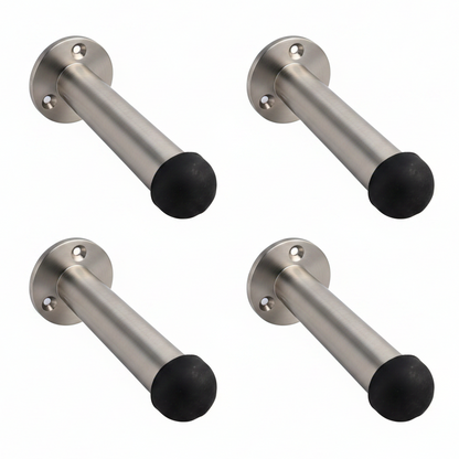 Door Stop Satin Straight Long Wall Mount Skirting Board Rubber Stop - 76mm