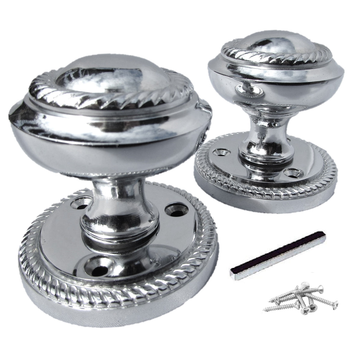 Marketplace JPG companion for Door Knobs Round Georgian Roped Mortice Knob - Chrome Polished 62mm