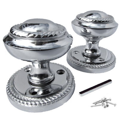 Marketplace JPG companion for Door Knobs Round Georgian Roped Mortice Knob - Chrome Polished 62mm