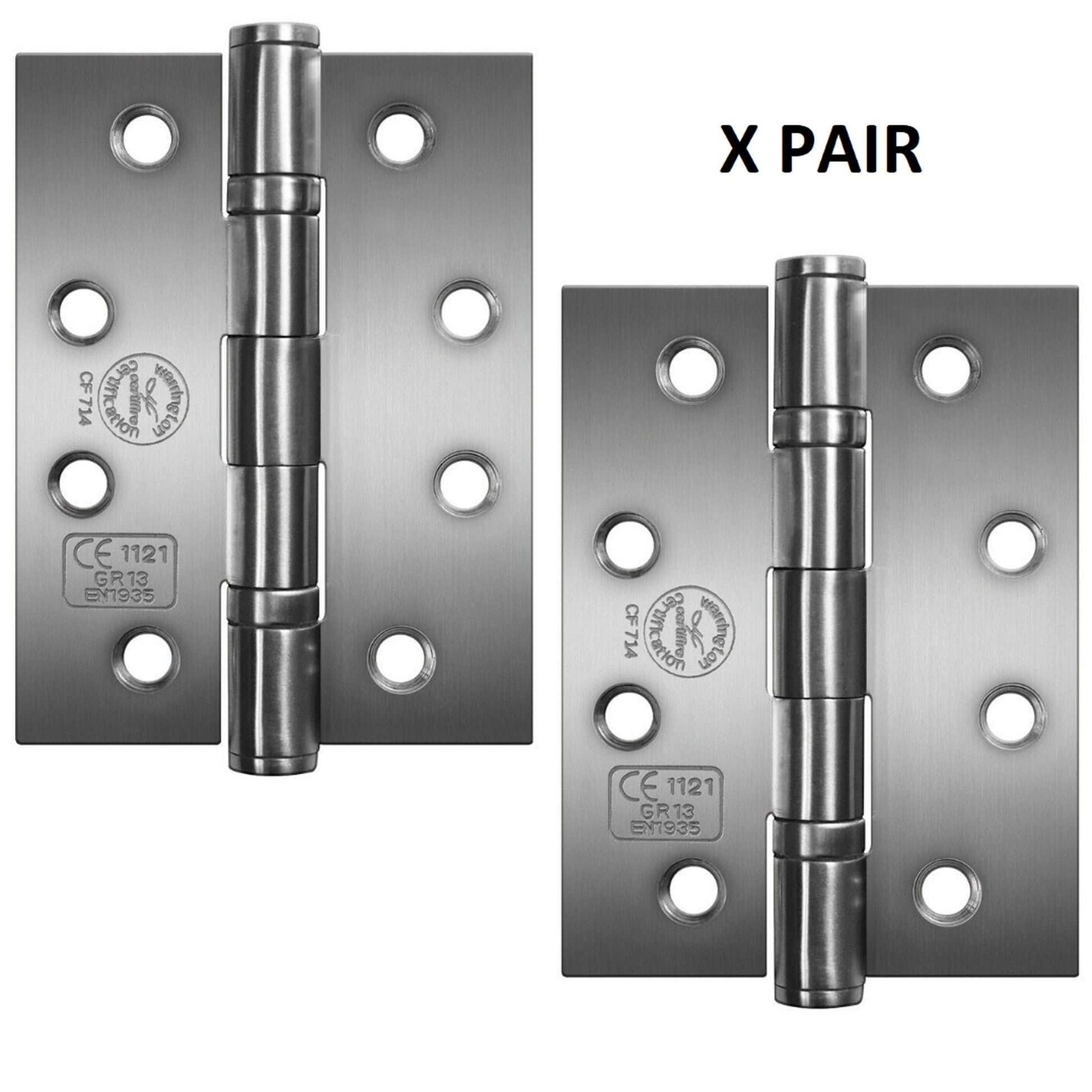 Marketplace JPG companion for Perry Polished 100mm Stainless Steel Ball Bearing Fire Door Hinges - Grade 13 CE Marked - 4"