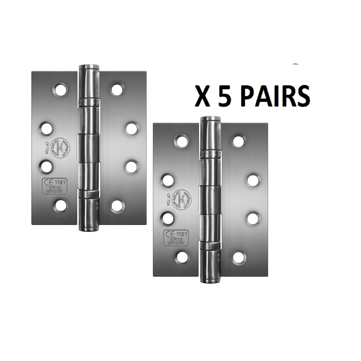 Marketplace JPG companion for Perry Polished 100mm Stainless Steel Ball Bearing Fire Door Hinges - Grade 13 CE Marked - 4"