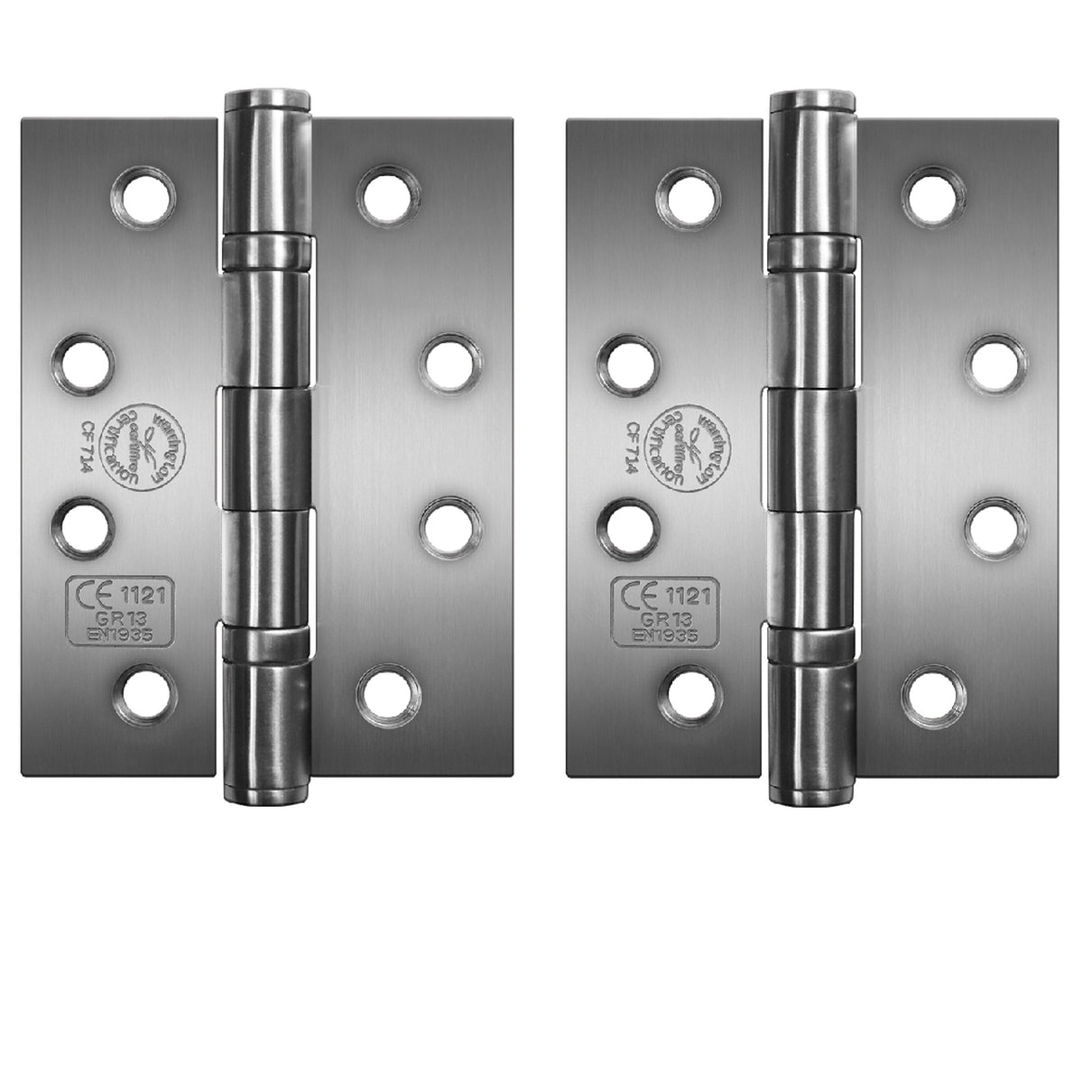 Marketplace JPG companion for Perry Polished 100mm Stainless Steel Ball Bearing Fire Door Hinges - Grade 13 CE Marked - 4"
