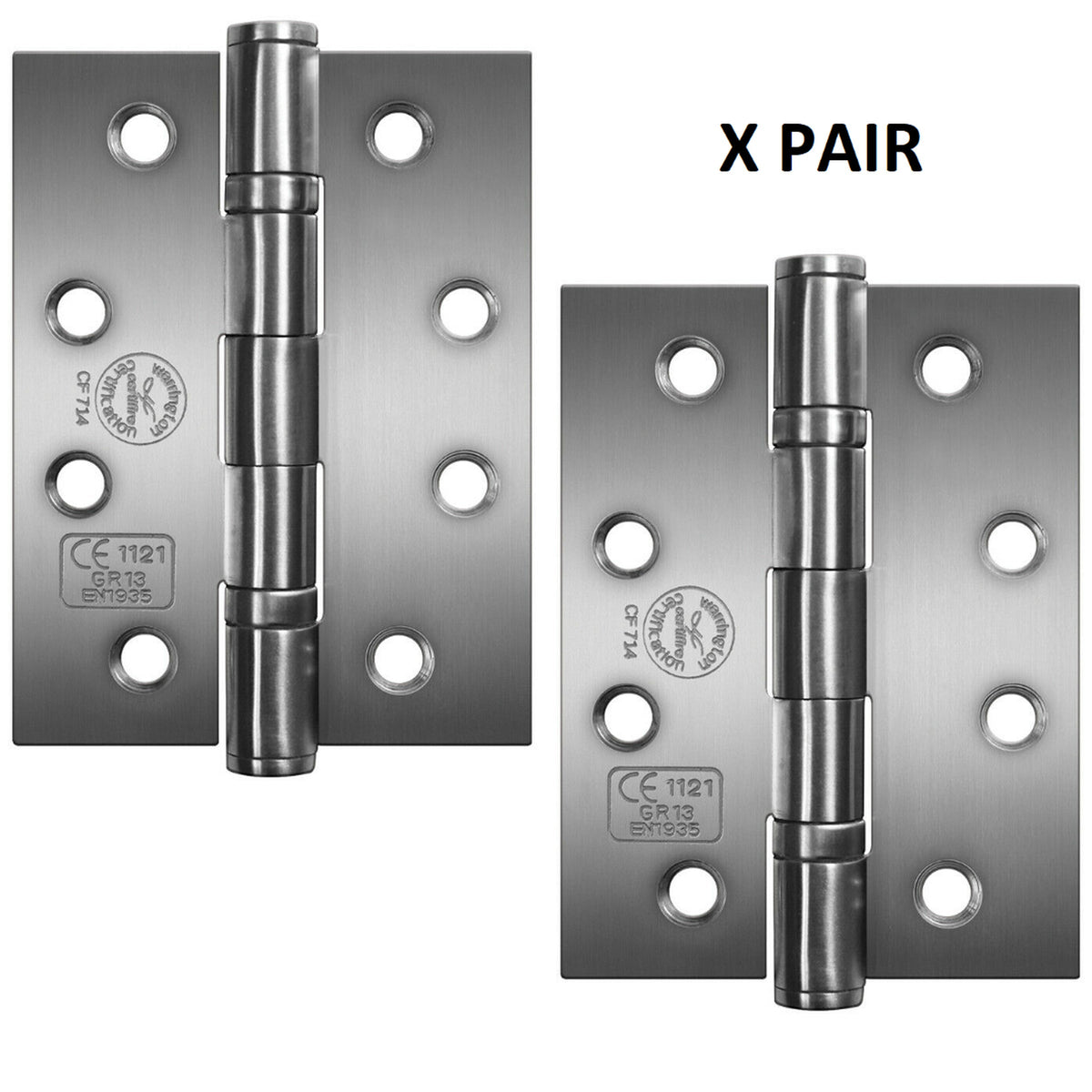 Marketplace JPG companion for Perry Satin 100mm Stainless Steel Fire Door Hinges - Grade 11 CE Marked - 2.0mm