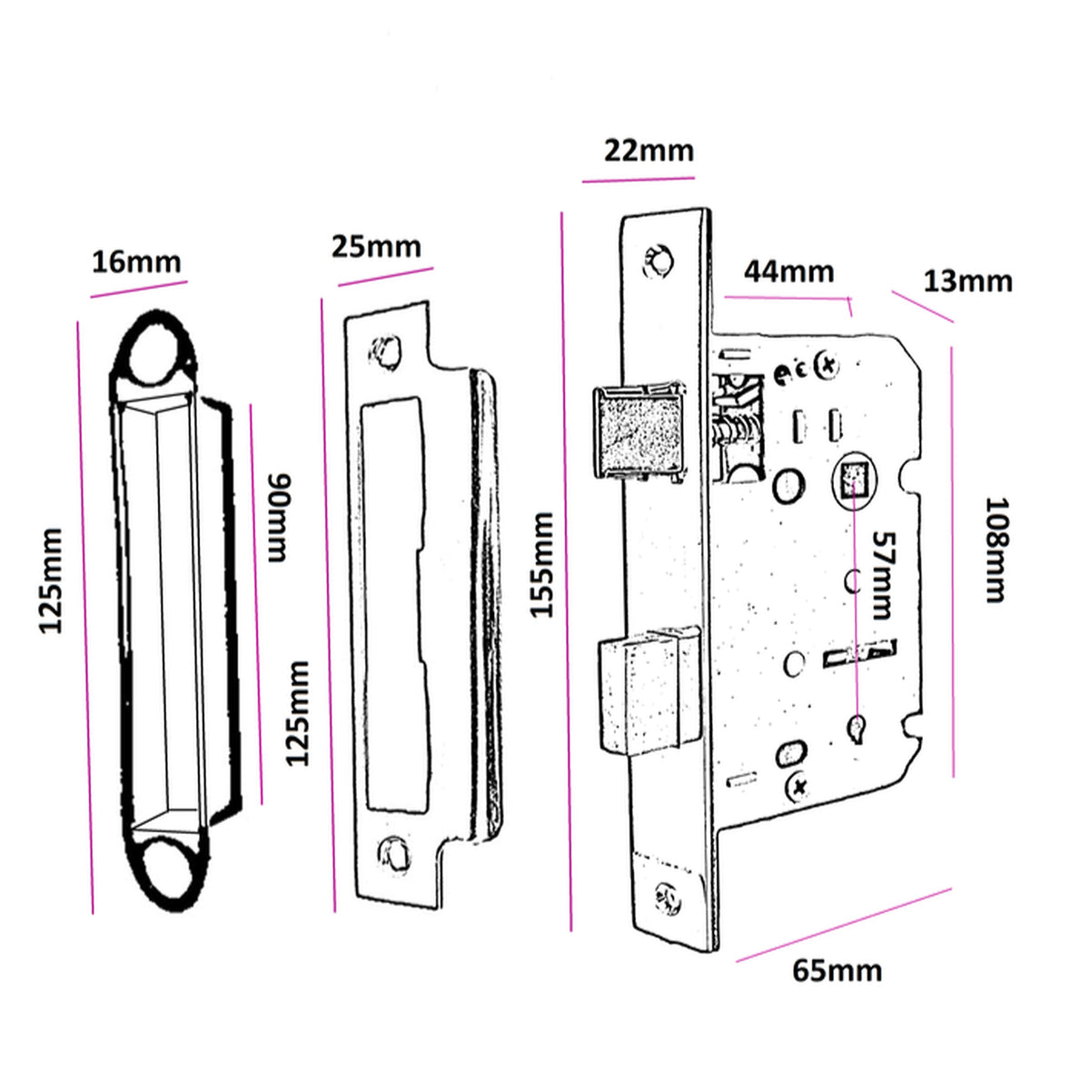 Marketplace JPG companion for Bathroom Mortice Sashlock 2.5" 3" Bolt Through Reversable Bath Door
