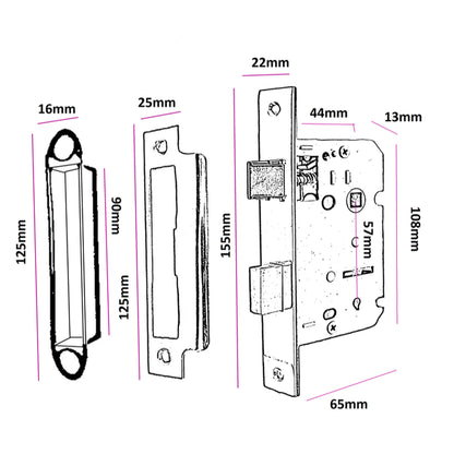 Marketplace JPG companion for Bathroom Mortice Sashlock 2.5" 3" Bolt Through Reversable Bath Door