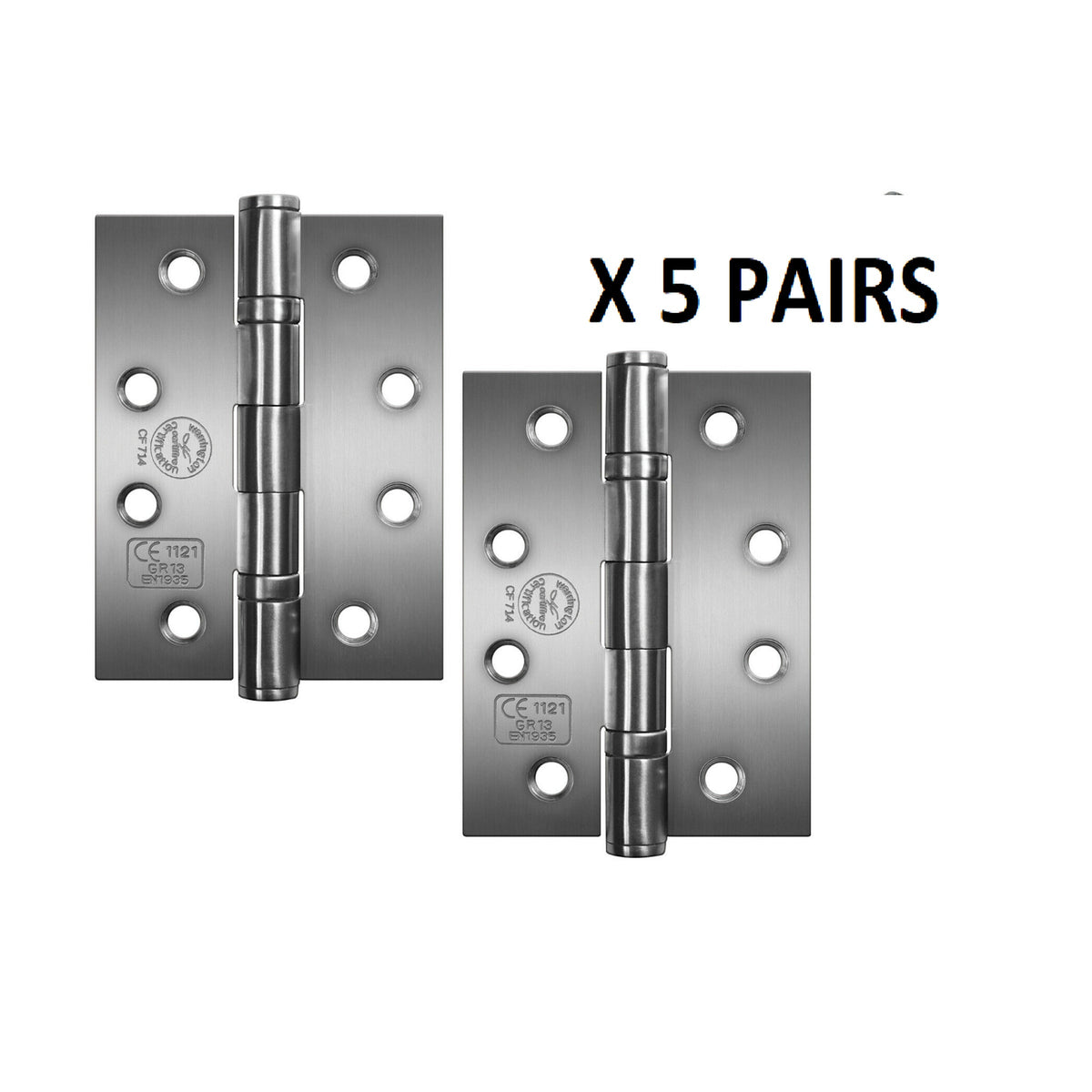 Marketplace JPG companion for Perry Satin Chrome 100mm Stainless Steel Fire Door Hinges - Grade 11 CE Marked