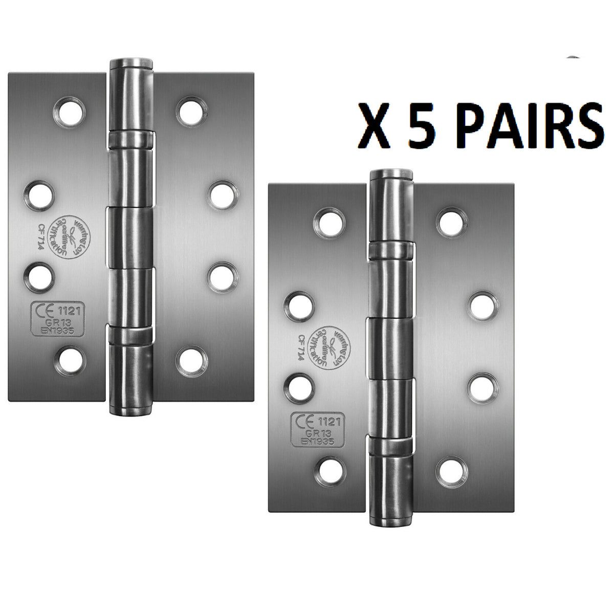 Marketplace JPG companion for Perry Satin 100mm Stainless Steel Fire Door Hinges - Grade 11 CE Marked - 2.0mm