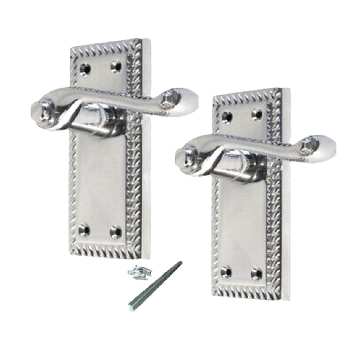 Marketplace JPG companion for Multipack Door Handles Georgian Lever Latch Roped Edge Chrome 1/4/6 Pairs - 8mm