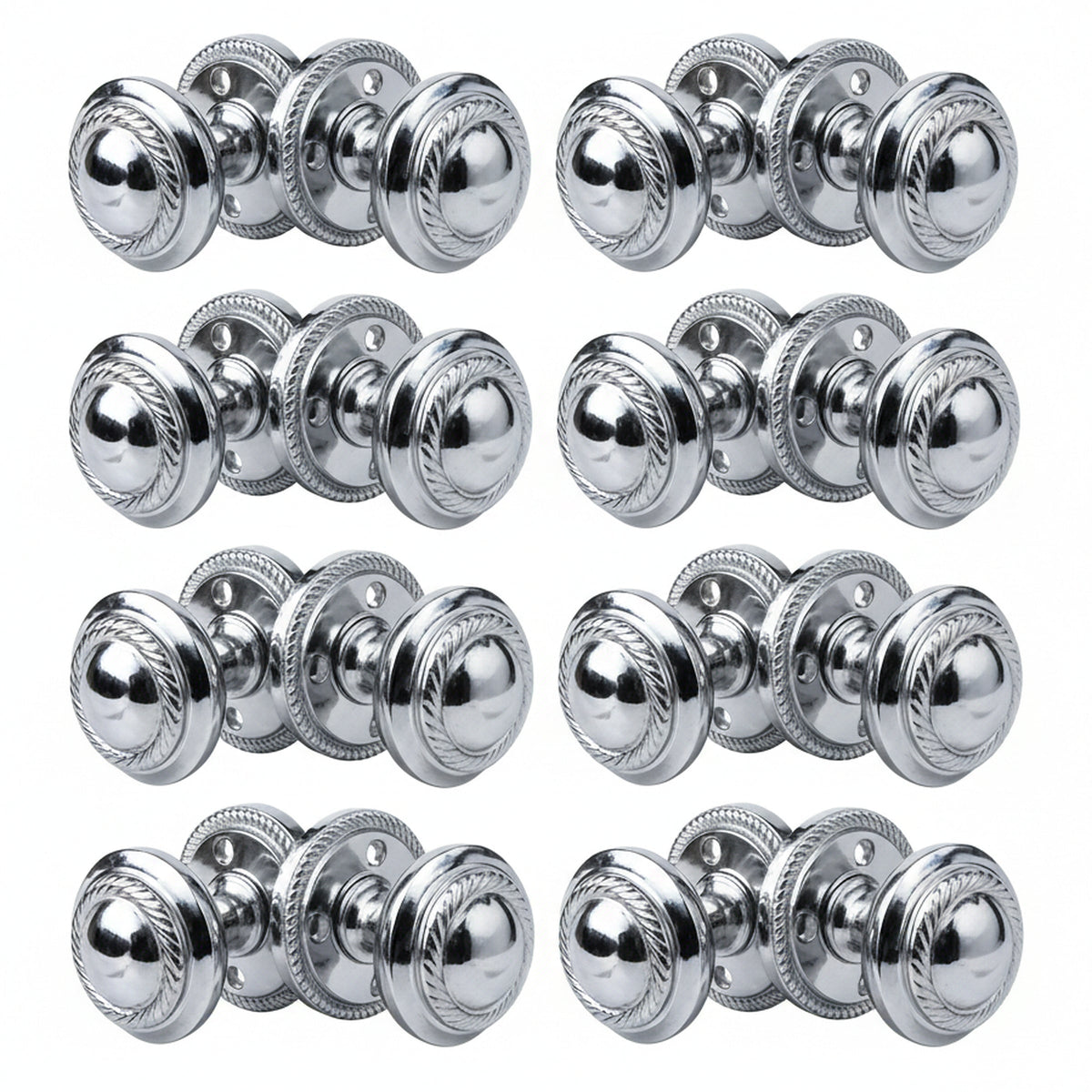 Marketplace JPG companion for Door Knobs Round Georgian Roped Mortice Knob - Chrome Polished 62mm