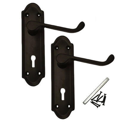 Marketplace JPG companion for Ashford Door Handle Key Lock Scroll Lever - Matt Black Chrome Key Lock Pack