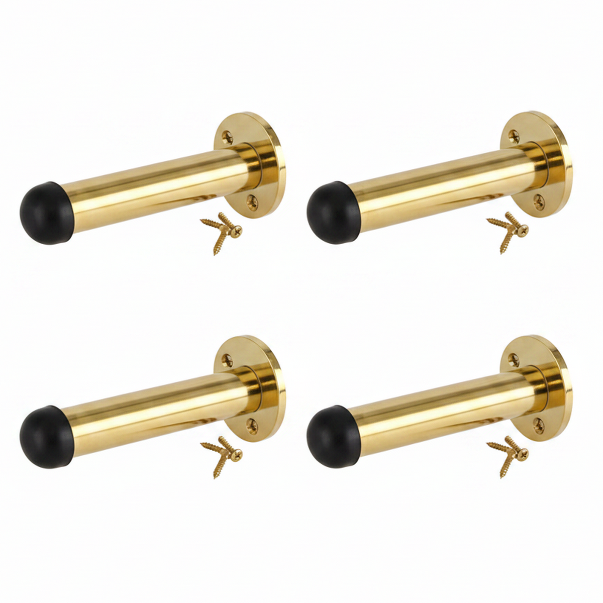 Brass Finish Door Stop Straight Long Wall Mount Skirting Board Rubber Stop - 76mm