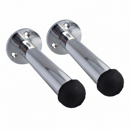 Door Stop Polished Chrome Straight Long Wall Mount Skirting Board Rubber Stop - 76mm