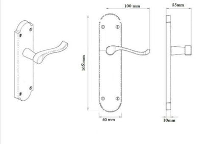 Chrome Epsom Victorian Scroll on Shaped Back Plate Lock Door Handles & Sash Lock