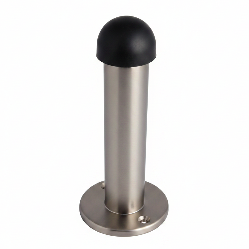 Door Stop Satin Straight Long Wall Mount Skirting Board Rubber Stop - 76mm