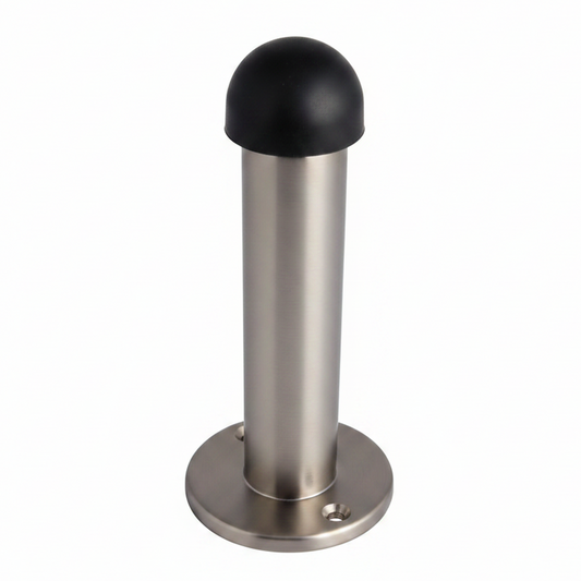 Door Stop Satin Straight Long Wall Mount Skirting Board Rubber Stop - 76mm