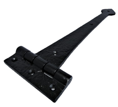 Black Tudor 18" 450mm Heavy Door Gate Tee Hinges Spear Head Leaf PAIR