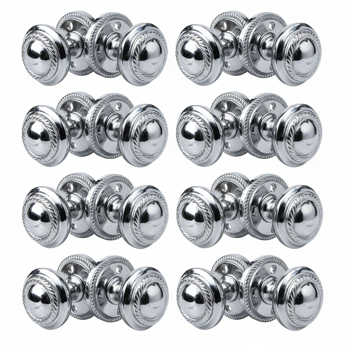 Door Knobs Round Georgian Roped Mortice Knob - Chrome Polished 62mm