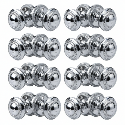 Door Knobs Round Georgian Roped Mortice Knob - Chrome Polished 62mm