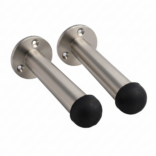 Door Stop Satin Straight Long Wall Mount Skirting Board Rubber Stop - 76mm
