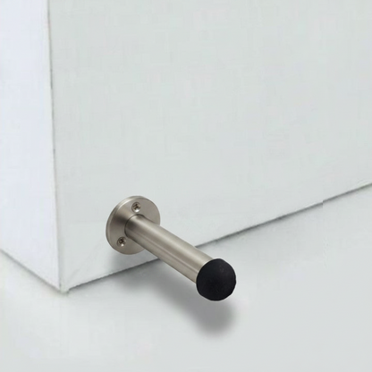 Door Stop Satin Straight Long Wall Mount Skirting Board Rubber Stop - 76mm