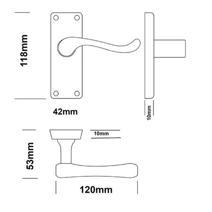 Door Handles Lever Latch Satin MODERN VICTORIAN Scroll With Hinges & Latch D1