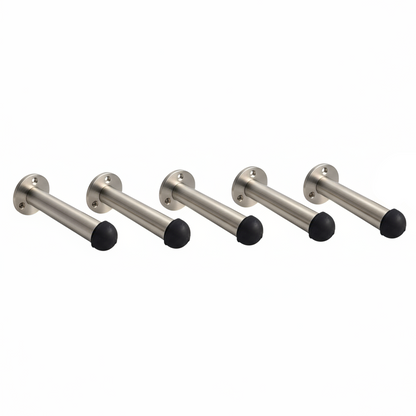 Door Stop Satin Straight Long Wall Mount Skirting Board Rubber Stop - 76mm