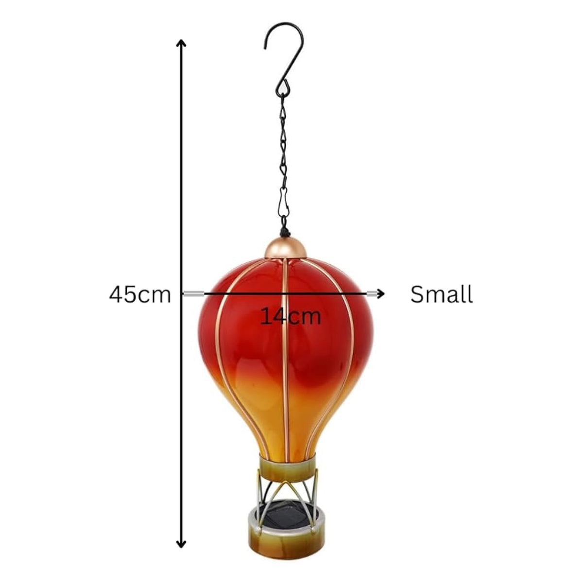 Tesco JPG version for Flame Red Solar Hot Air Balloon - Outdoor Hanging LED Light for Garden, Patio & Porch Décor - 45cm x 14cm x 14cm