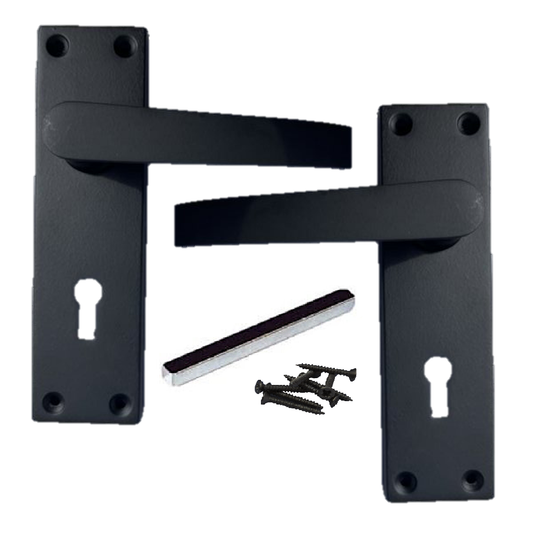 Door Handles Victorian Straight Lock Handle - Matt Black 150 x 40mm