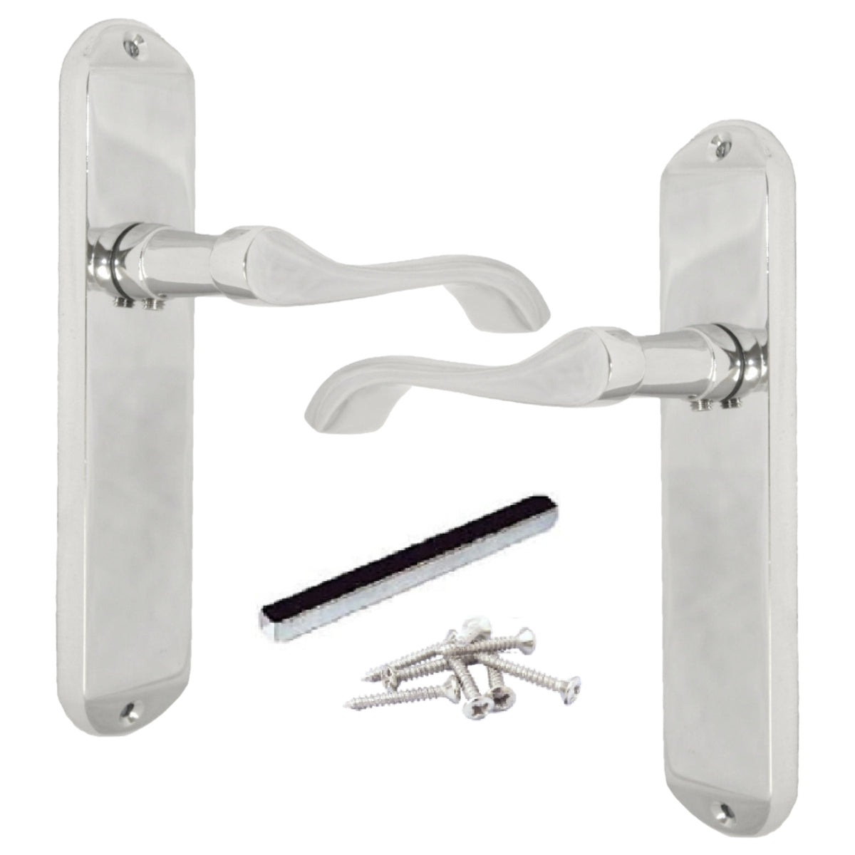 Marketplace JPG companion for Multipack Cadenza Door Handles on Backplate Chrome Scroll Latch Handle 1/2/4/6 Pairs - 178mm X 38mm