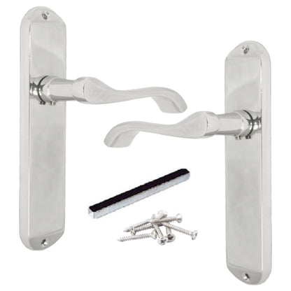 Marketplace JPG companion for Multipack Cadenza Door Handles on Backplate Chrome Scroll Latch Handle 1/2/4/6 Pairs - 178mm X 38mm